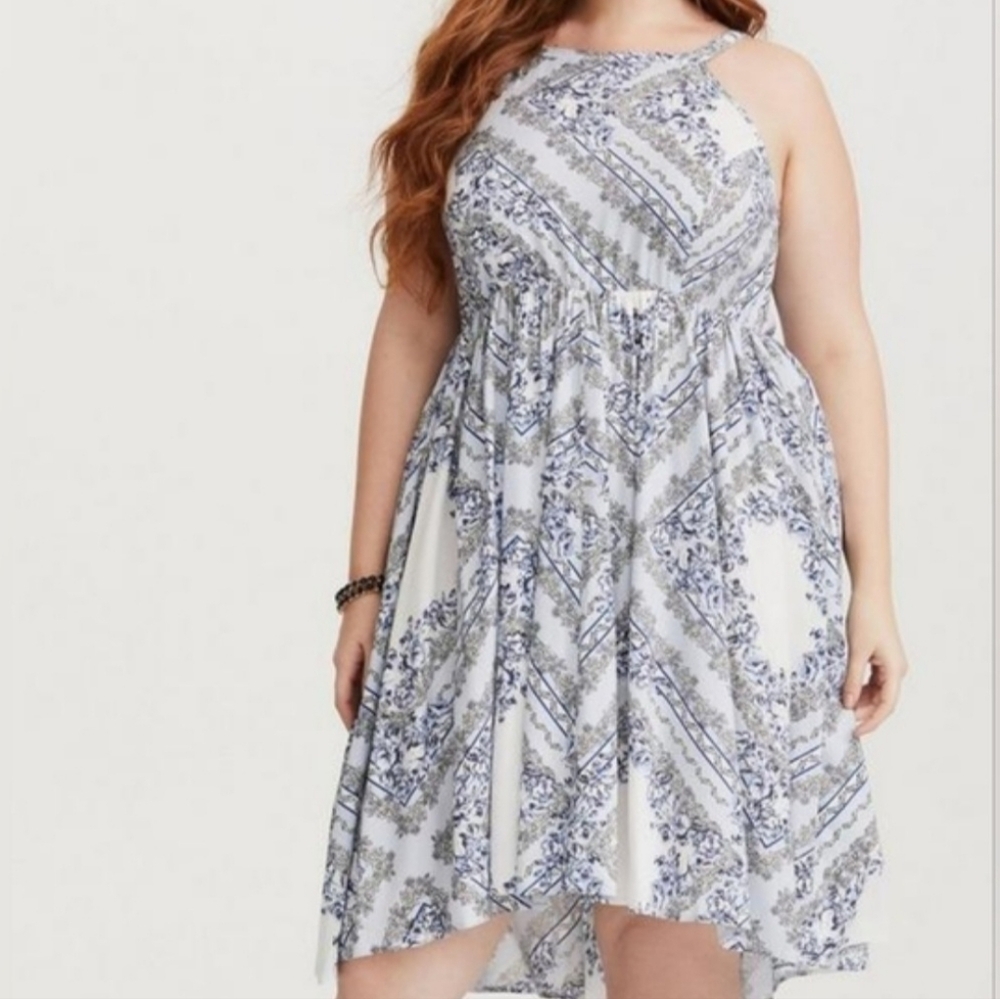 Torrid Challis High Neck Halter Style Dress